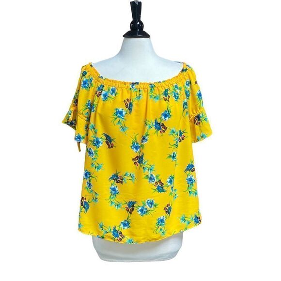 Mustard Floral Off Shoulder Top Size XL NWOT - Picture 1 of 6